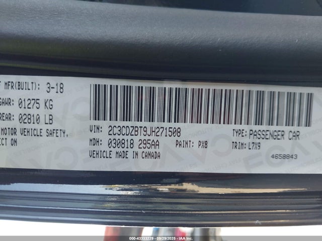 2C3CDZBT9JH271508 Dodge 2018