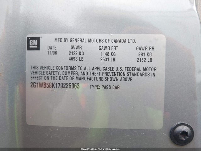 2007 CHEVROLET IMPALA 2G1WB58K179226063 Photo 8