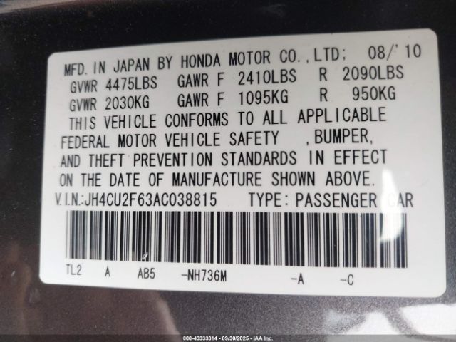 2010 ACURA TSX JH4CU2F63AC038815 Photo 8