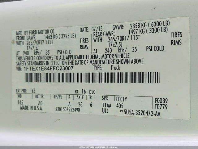 Ford F-150 2015 1FTEX1E84FFC23007 Image 9