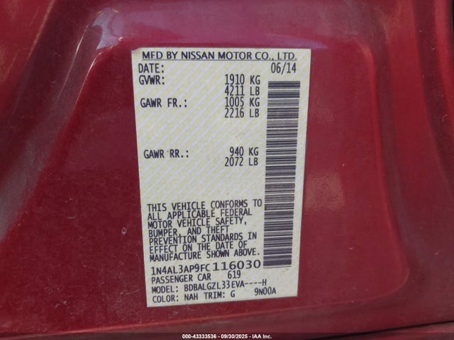 Nissan 2015 2015 1N4AL3AP9FC116030 Image 9