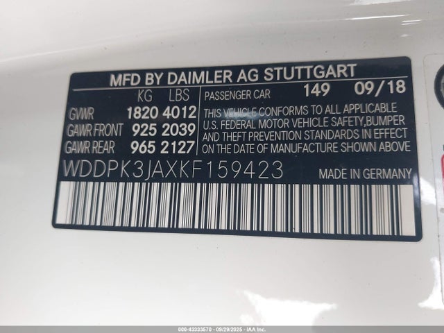 2019 MERCEDES-BENZ SLC 300 WDDPK3JAXKF159423 Photo 8