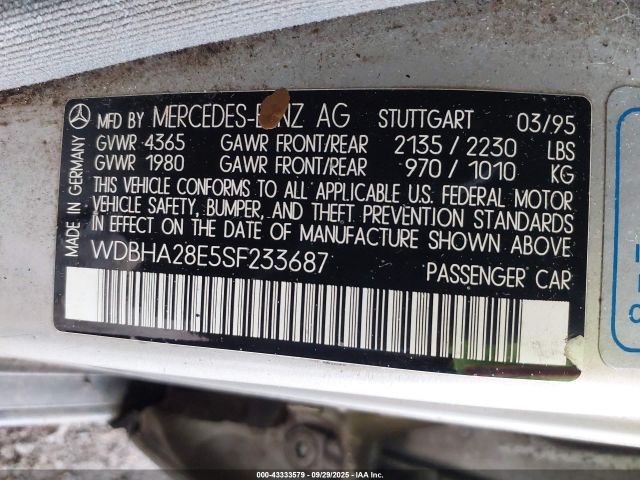 1995 MERCEDES-BENZ C WDBHA28E5SF233687 Photo 8