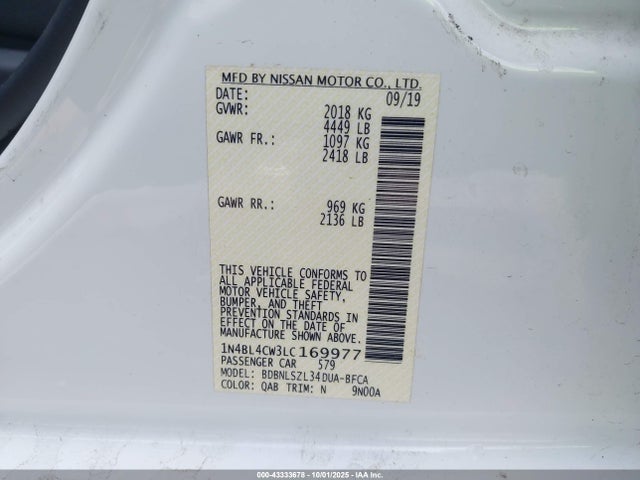 Nissan 2020 2020 1N4BL4CW3LC169977 Image 9