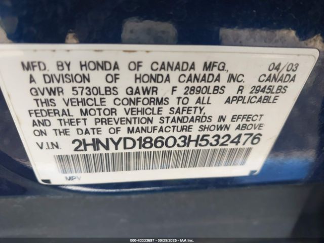 2003 ACURA MDX 2HNYD18603H532476 Photo 8