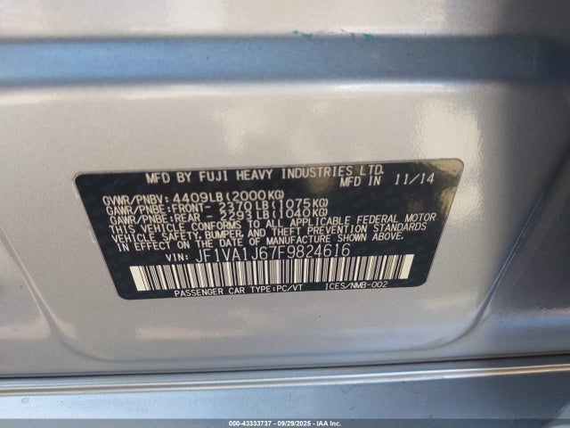 Subaru dib turbo 2015 JF1VA1J67F9824616 Image 9