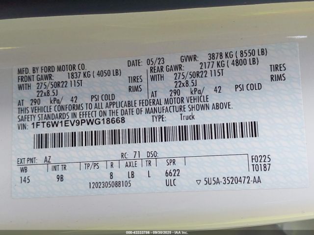 2023 FORD F-150 LIGHTNING 1FT6W1EV9PWG18668 Photo 8