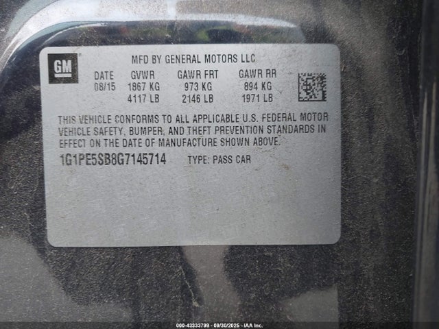 1G1PE5SB8G7145714 Chevrolet Cruze Limited 1lt Auto