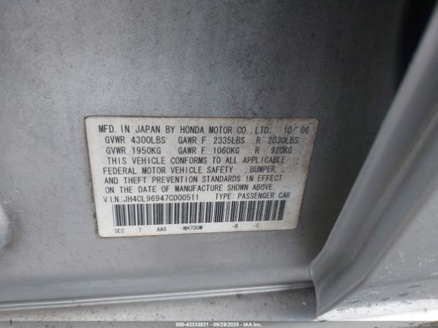 2007 ACURA TSX JH4CL96947C000511 Photo 8