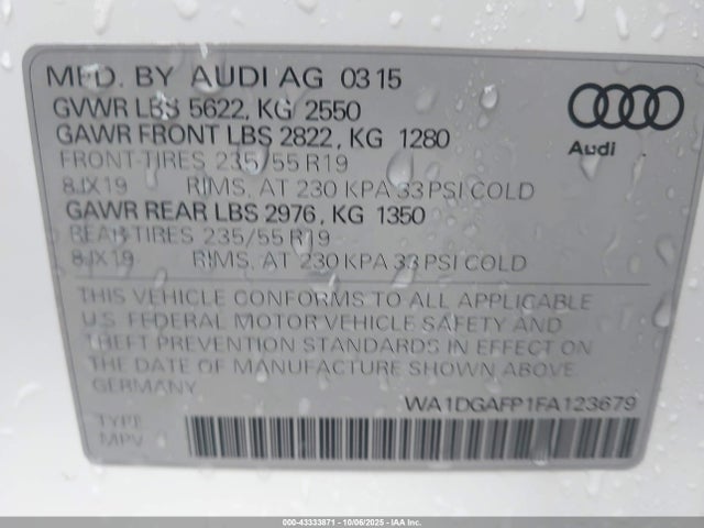 2015 AUDI Q5 WA1DGAFP1FA123679 Photo 8