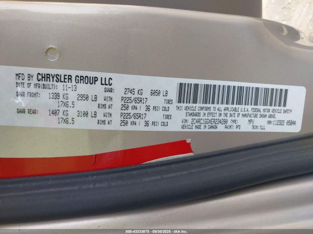 2014 CHRYSLER TOWN & COUNTRY 2C4RC1GGXER234280 Photo 8