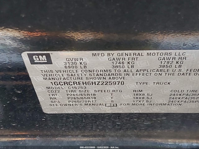 2017 CHEVROLET SILVERADO 1500 1GCRCREH6HZ225970 Photo 8