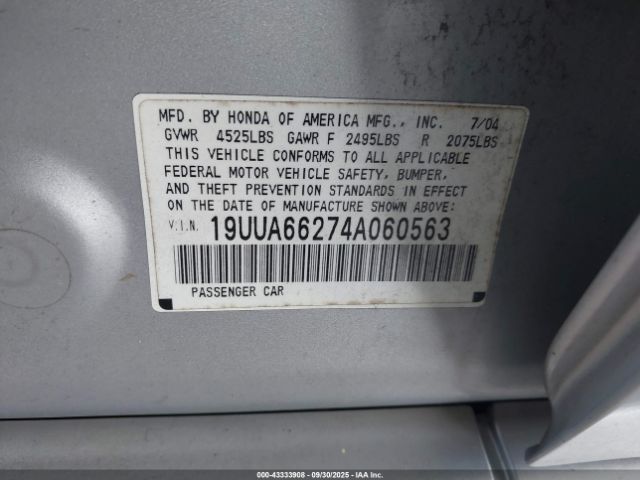 2004 ACURA TL 19UUA66274A060563 Photo 8