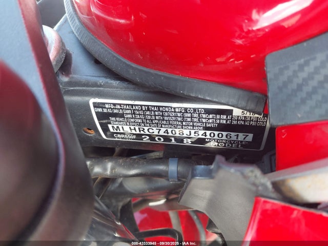 2018 HONDA CBR650 MLHRC7408J5400617 Photo 9