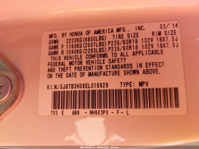 2014 ACURA RDX 5J8TB3H56EL016929 Photo 8