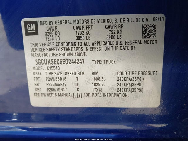 Chevrolet Silverado 1500 1lz 2014 3GCUKSEC6EG244247 Image 9