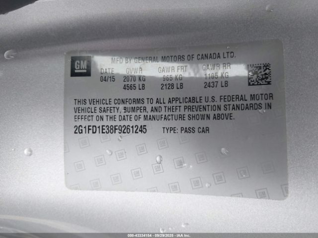 2015 CHEVROLET CAMARO 2G1FD1E38F9261245 Photo 8