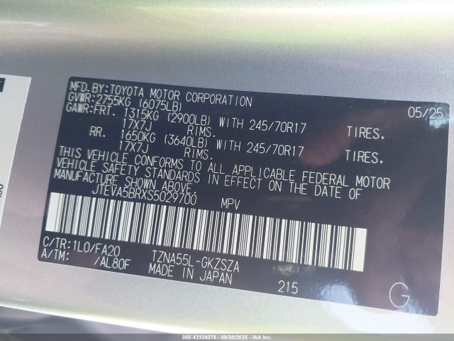 Toyota t24a-fts 2025 JTEVA5BRXS5029700 Image 9
