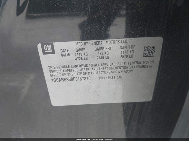 2015 CADILLAC CTS 1G6AR5S30F0137370 Photo 9