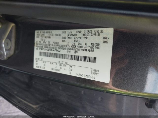 2018 FORD ESCAPE 1FMCU9GD0JUA75432 Photo 8