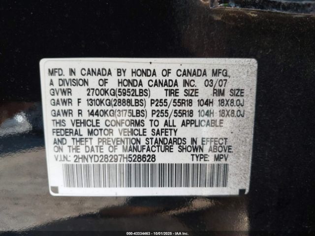 2007 ACURA MDX 2HNYD28297H528628 Photo 8