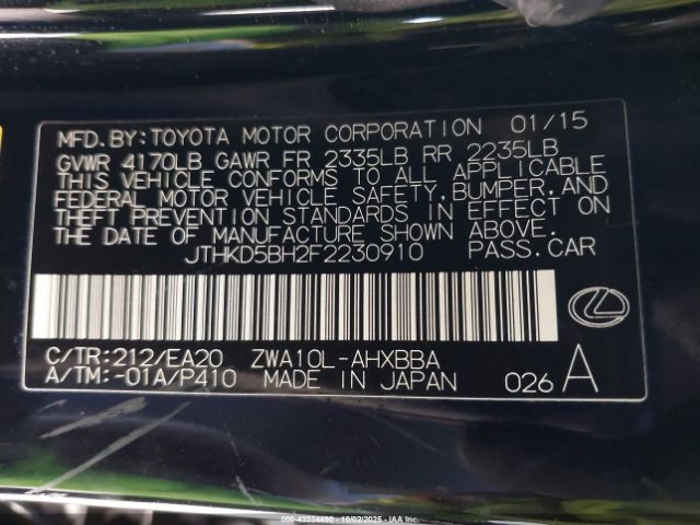 2015 LEXUS CT 200H JTHKD5BH2F2230910 Photo 8