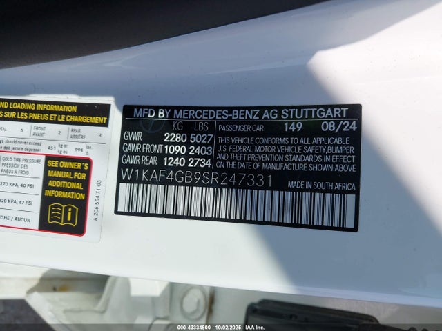 Mercedes-Benz m254 2025 W1KAF4GB9SR247331 Image 9