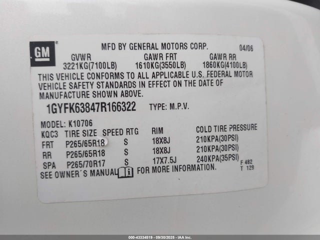 2007 CADILLAC ESCALADE 1GYFK63847R166322 Photo 8