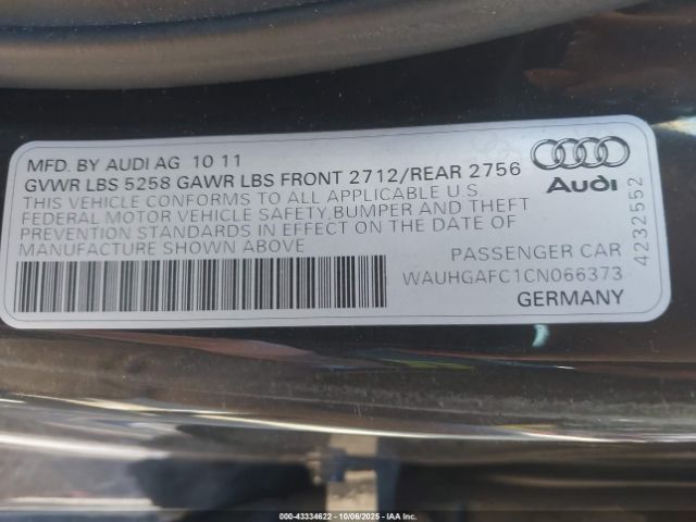 2012 AUDI A6 WAUHGAFC1CN066373 Photo 8