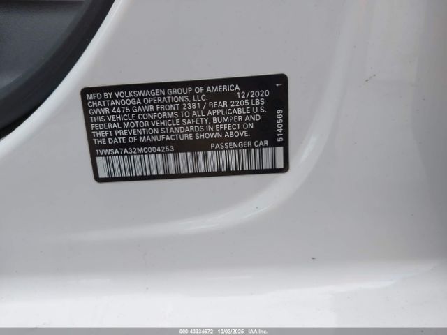 2021 VOLKSWAGEN PASSAT 1VWSA7A32MC004253 Photo 8