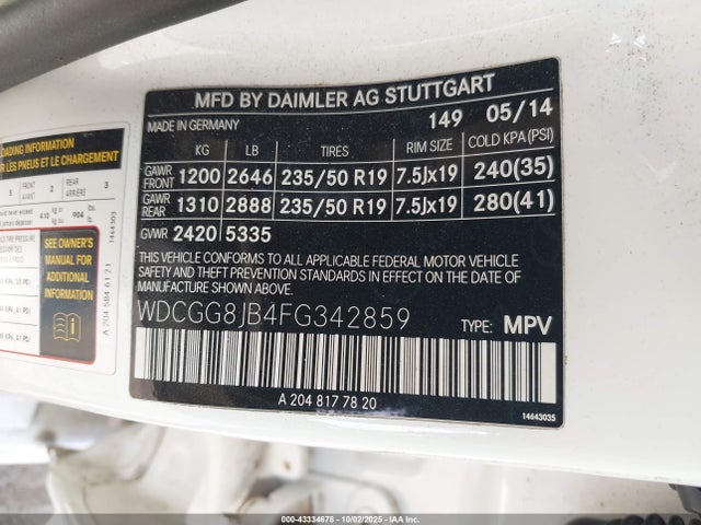 Продажа на аукционе авто 2015 Mercedes-benz Glk 350 4matic, vin: WDCGG8JB4FG342859, номер лота: 43334678