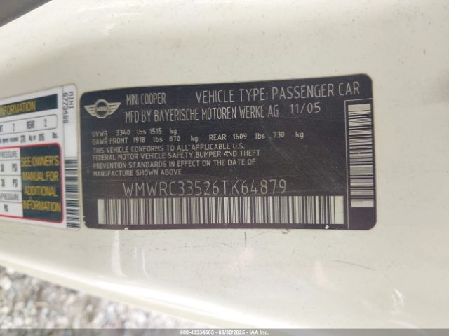 2006 MINI COOPER WMWRC33526TK64879 Photo 8