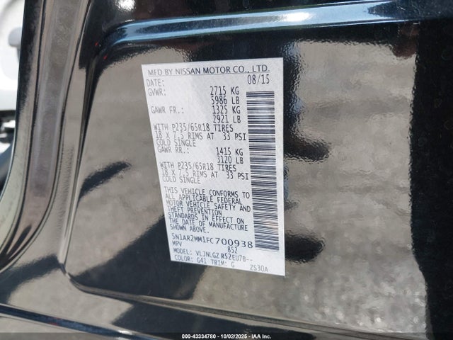 Nissan Pathfinder 2015 5N1AR2MM1FC700938 Image 9