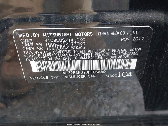 Mitsubishi MIRAGE G4 2018 ML32F3FJ7JHF06880 Image 9