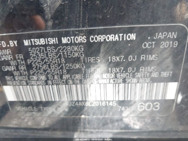 2020 MITSUBISHI OUTLANDER JA4JZ4AX6LZ016145 Photo 8