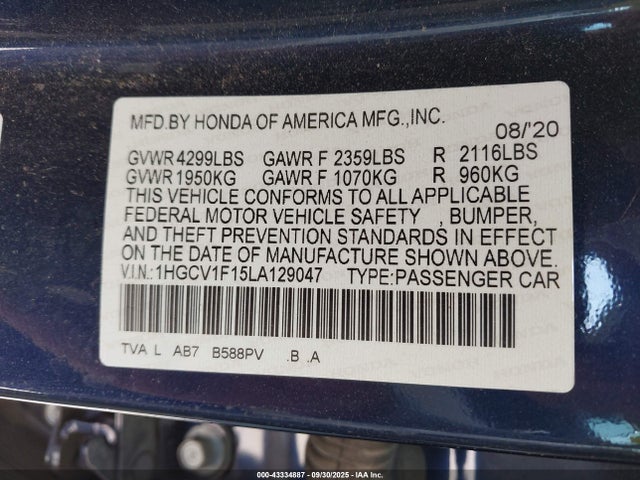 1HGCV1F15LA129047 Honda ACCORD LX