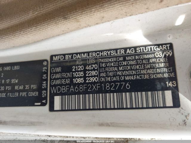 1999 MERCEDES-BENZ SL 500 WDBFA68F2XF182776 Photo 8