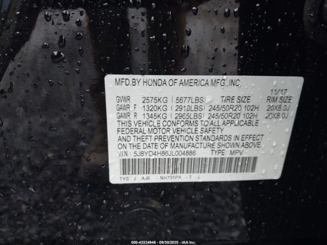 2018 ACURA MDX 5J8YD4H86JL004886 Photo 8