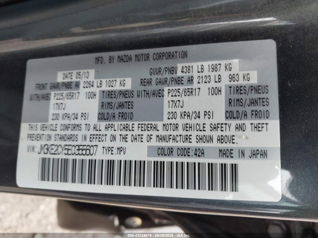 Mazda py 2014 JM3KE2CY5E0355607 Image 9