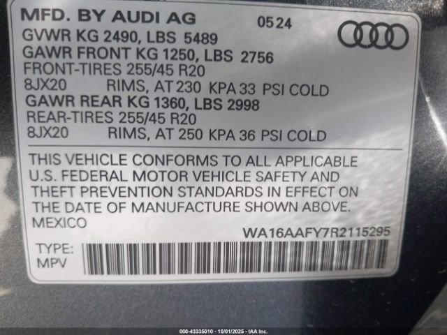 2024 AUDI Q5 SPORTBACK WA16AAFY7R2115295 Photo 8