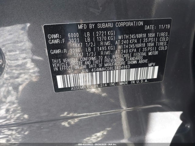 Subaru 2020 2020 4S4WMACD8L3434863 Image 9