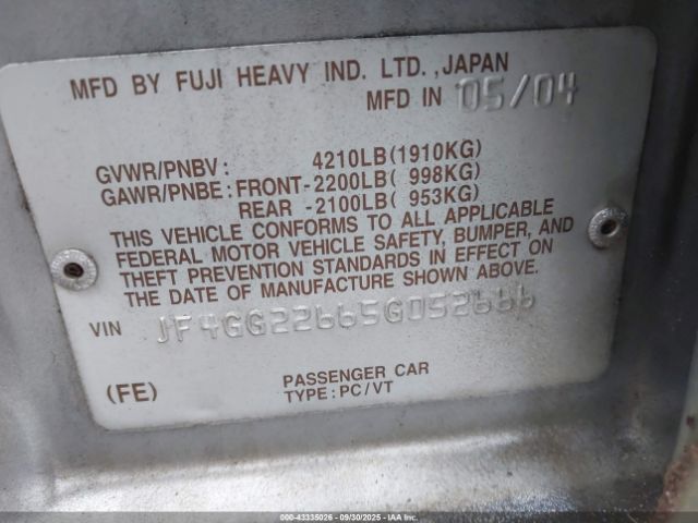 2005 SAAB 9-2X JF4GG22665G052666 Photo 8