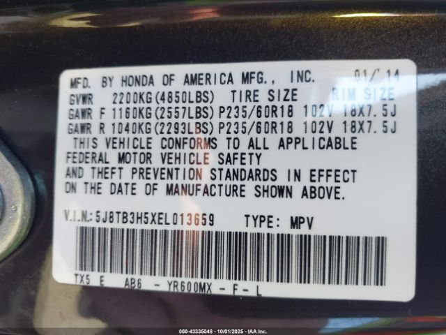 2014 ACURA RDX 5J8TB3H5XEL013659 Photo 8