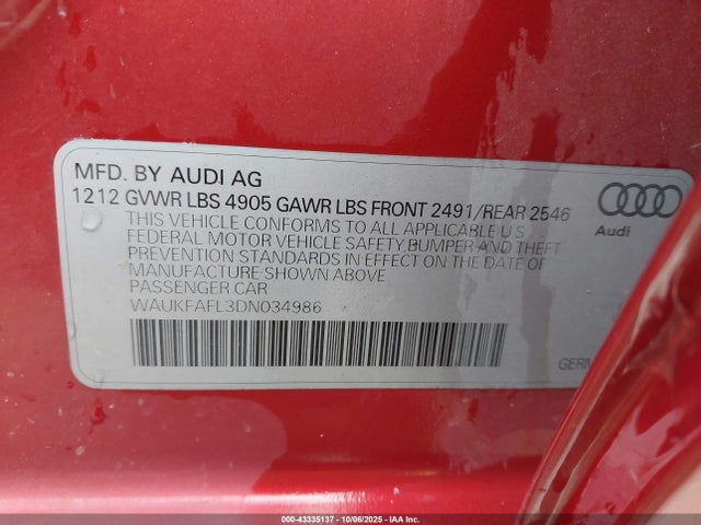 2013 AUDI A4 WAUKFAFL3DN034986 Photo 8
