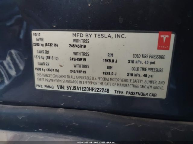 2017 TESLA MODEL S 5YJSA1E20HF222248 Photo 8
