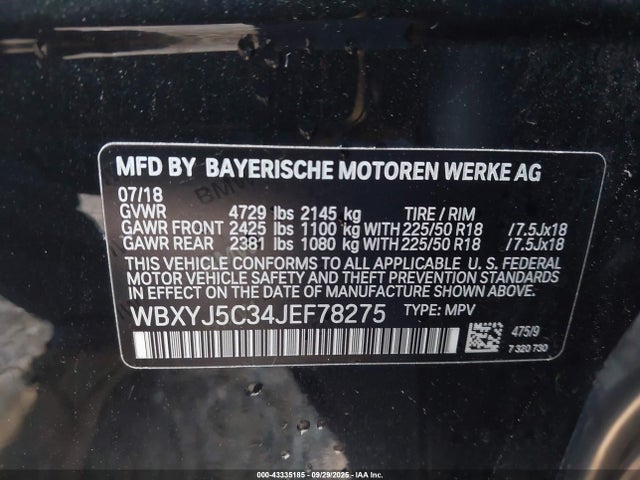 WBXYJ5C34JEF78275 BMW 2018