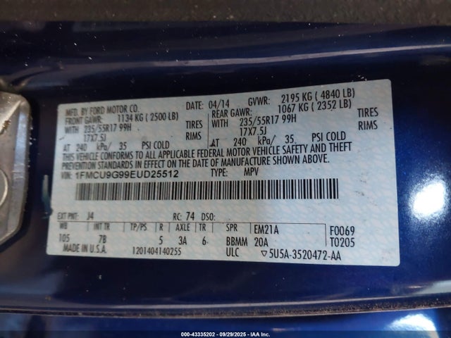 Ford 2014 2014 1FMCU9G99EUD25512 Image 9