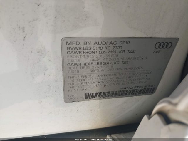 2019 AUDI Q3 WA1AECF39K1087851 Photo 8