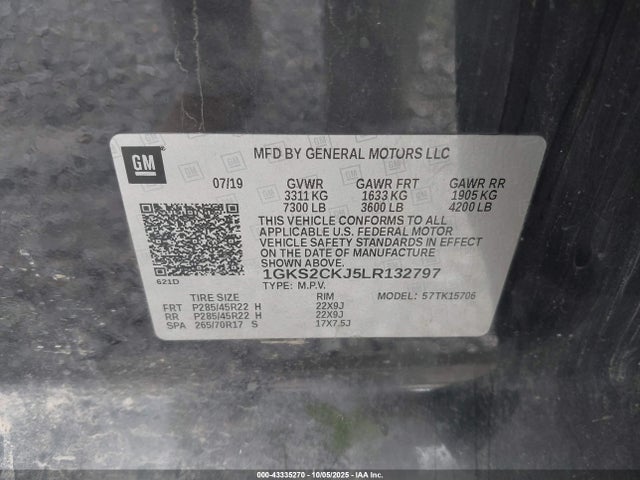 GMC l86 - spark ignited direct injection, variable valve timing, afm, e85max, alum 2020 1GKS2CKJ5LR132797 Image 9