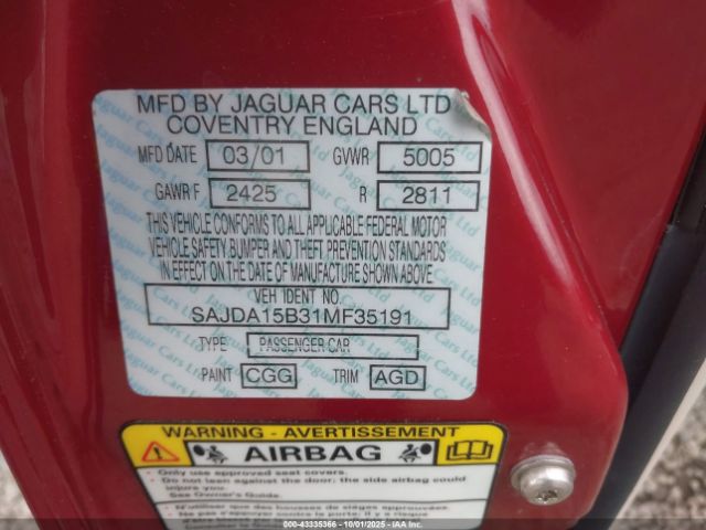 2001 JAGUAR XJR SAJDA15B31MF35191 Photo 8